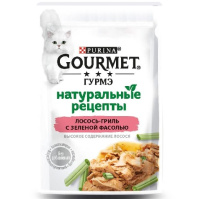 Gourmet Натуральные Рецепты Влажный корм для кошек, Лосось-гриль с зеленой фасолью
