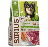 Sirius Сухой корм для взрослых собак мелких пород, Говядина и рис