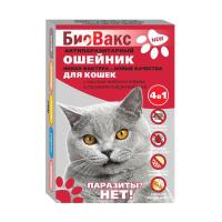 БиоВакс: ошейник репеллент от блох, клещей, комаров (2мес) 35см для кошек