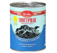 Зоогурман влажный корм для взрослых собак всех пород, Мясное рагу Говядина и рис 