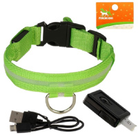 Пижон Ошейник с подсветкой USB XL зеленый, 2,5*58см