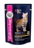 Eukanuba Cat 85г пауч Top Condition Влажный корм для взрослых кошек Курица (соусе)