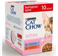 Cat Chow 10*85г пауч Kitten Влажный корм для котят, Ягненок/Индейка