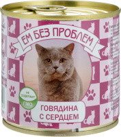 Ем без проблем Влажный корм для взрослых кошек, Говядина с сердцем 