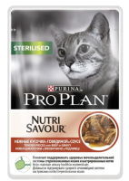Pro Plan 85г пауч NutriSavour Sterilised Влажный корм для стерилизованных кошек Говядина (соус)