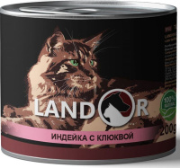Landor 200г конс. Влажный корм для взрослых стерилизованных кошек Индейка и клюква
