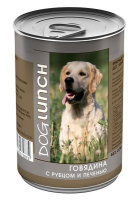 Dog Lunch влажный корм для взрослых собак всех пород, Говядина с рубцом и печенью в желе 