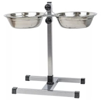 Redplastic Кормушка металлическаая регулируемая ЕСО хром 1283, h40см, 2*1,0л, d20см