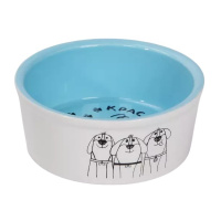 Chill Choll Миска для собак Песики красиво грызть голубая, d14см, 450мл