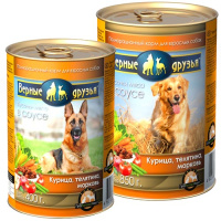 Верные друзья Влажный корм для взрослых собак всех пород, Курица, телятина и морковь в соусе 