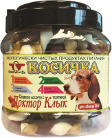 Green Qzin Лакомства для собак Косичка сушеное ассорти с Телятиной (цена за 1 шт)