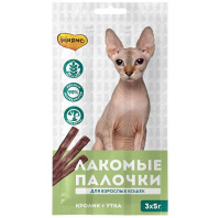Мнямс лакомые палочки для кошек с уткой и кроликом 13,5см 3*5г (цена за 1шт)