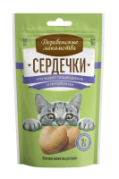 Деревенские лакомства для кошек Сердечки улучшают пищеварение и метаболизм, 30г