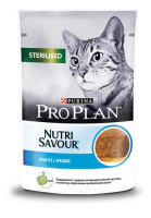 Pro Plan 85г пауч NutriSavour Sterilised Влажный корм для стерилизованных кошек Треска (паштет)
