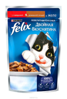 Felix Двойная вкуснятина Влажный корм для взрослых кошек, Говядина и домашняя птица в желе
