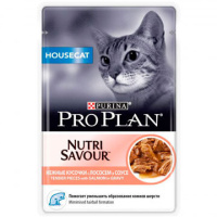 Pro Plan 85г пауч NutriSavour Housecat Влажный корм для взрослых домашних кошек Лосось (соус)