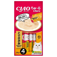 Inaba Ciao 14г*4шт Лакомство-пюре для кошек Churu Куриное филе для вывода шерсти из ЖКТ
