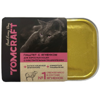 Tomcraft Влажный полнорационный корм для взрослых кошек с чувствительным пищеварением, нежный паштет Ягненок