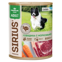 Sirius Влажный корм для взрослых собак, Говядина и морковь