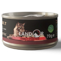 Landor 70г конс. Дополнительное питание для взрослых кошек Тунец и креветка