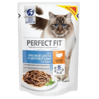 Perfect Fit 75г пауч Hair&Skin Влажный корм для взрослых кошек для шерсти и кожи Индейка