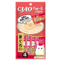 Inaba Ciao Churu 14*4шт Лакомство-пюре для кошек Тунец Магуро для поддержания здоровья костей и суставов