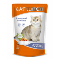 Cat Lunch Влажный корм для взрослых кошек, Говядина и печень в желе