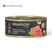 Grandorf Fresh Консервы для кошек Филе тунца с креветками в желе