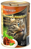 Ночной охотник Влажный корм для взрослых кошек, Мясное ассорти кусочки в желе