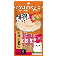 Inaba Ciao Churu 14г*4шт Лакомство-пюре для взрослых кошек, Куриное филе для поддержания здоровья кожи и шерсти