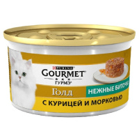 Gourmet 85г конс. Голд Нежные биточки Влажный корм для взрослых кошек Курица и морковь