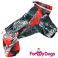 ForMyDogs Комбинезон серо/красный для девочек FW1087-2021F (размер 12, спинка 27см, обхват груди 36см)