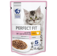 Perfect Fit 75г пауч Junior Влажный корм для котят от 1 до 12 месяцев Курица (соус)