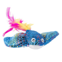 Mr.Kranch Игрушка для кошек Скат плюшевая с кошачьей мятой и перышками голубая, 16см