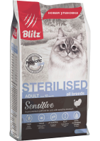 РАЗВЕС Blitz Sterilised Adult Sensitive Сухой корм для взрослых стерилизованных кошек Индейка