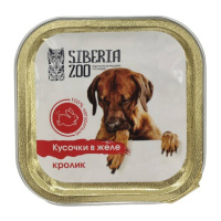 Siberia Zoo Полнорационный влажный корм для взрослых собак, Сочные кусочки мяса с кроликом в желе