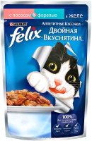 Felix Двойная вкуснятина Влажный корм для взрослых кошек, Лосось и форель в желе 