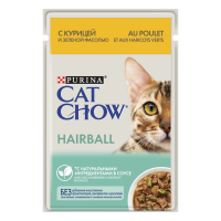 Cat Chow 85г пауч Hairball Control Влажный корм для взрослых кошек Курица и зелень