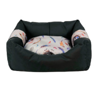 Зооэкспресс Лежанка пухлик Птицы мебельная ткань темно-серый №2, 49*36*22см 