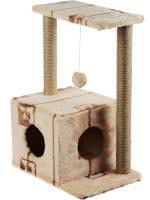 Меридиан Домик с когтеточками Квадратный двухэтажный 2 окна, геометрия, 50*36*75см