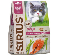 РАЗВЕС SIRIUS Сухой корм для взрослых кошек Лосось и рис