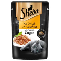 Sheba 75г пауч Влажный корм для взрослых кошек Ломтики Курица и индейка в соусе