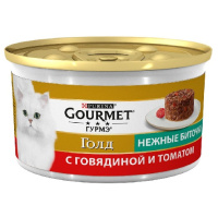 Gourmet 85г конс. Голд Нежные биточки Влажный корм для взрослых кошек Говядина и томаты
