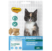 Мнямс Здоровый котенок Лакомство хрустящие подушечки для котят, Цыпленок