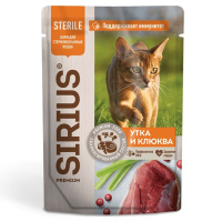 Sirius Влажный корм для стерилизованных кошек, Утка с клюквой в соусе