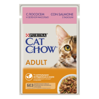 Cat Chow 85г пауч Adult Влажный корм для взрослых кошек Лосось и зеленая фасоль