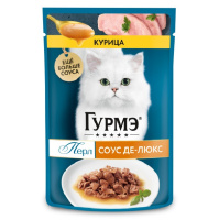 Gourmet Перл Соус Де-Люкс Влажный корм для взрослых кошек, Курица в соусе