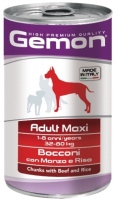 Gemon Dog Maxi Adult Влажный корм для собак крупных пород, Кусочки говядины с рисом