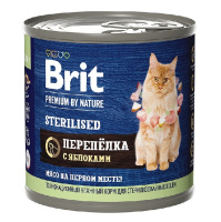 Brit Premium by Nature Влажный корм для взрослых стерилизованных кошек, Перепелка с яблоками