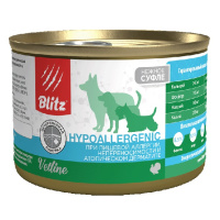 Blitz Dog Vetline Hypoallergenicl Влажный корм диета для собак при аллергии, непереносимости и дерматите